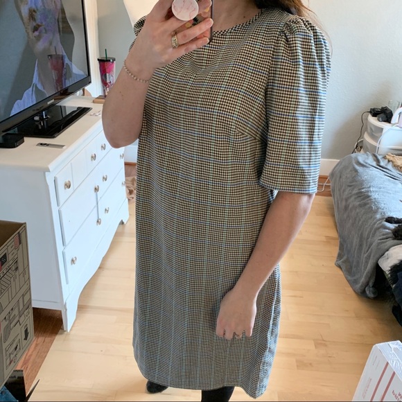 TACERA Shift Dress Plaid Puff Sleeve 1x - Picture 10 of 12
